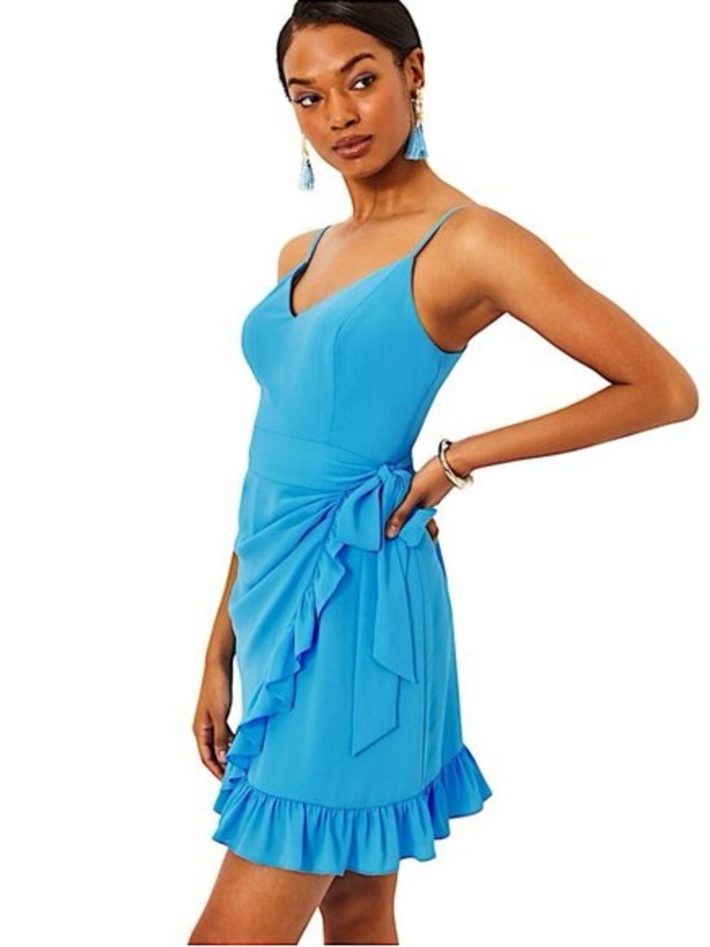 LILLY PULITZER Blue Ruffled Wrap Dress- Size 4